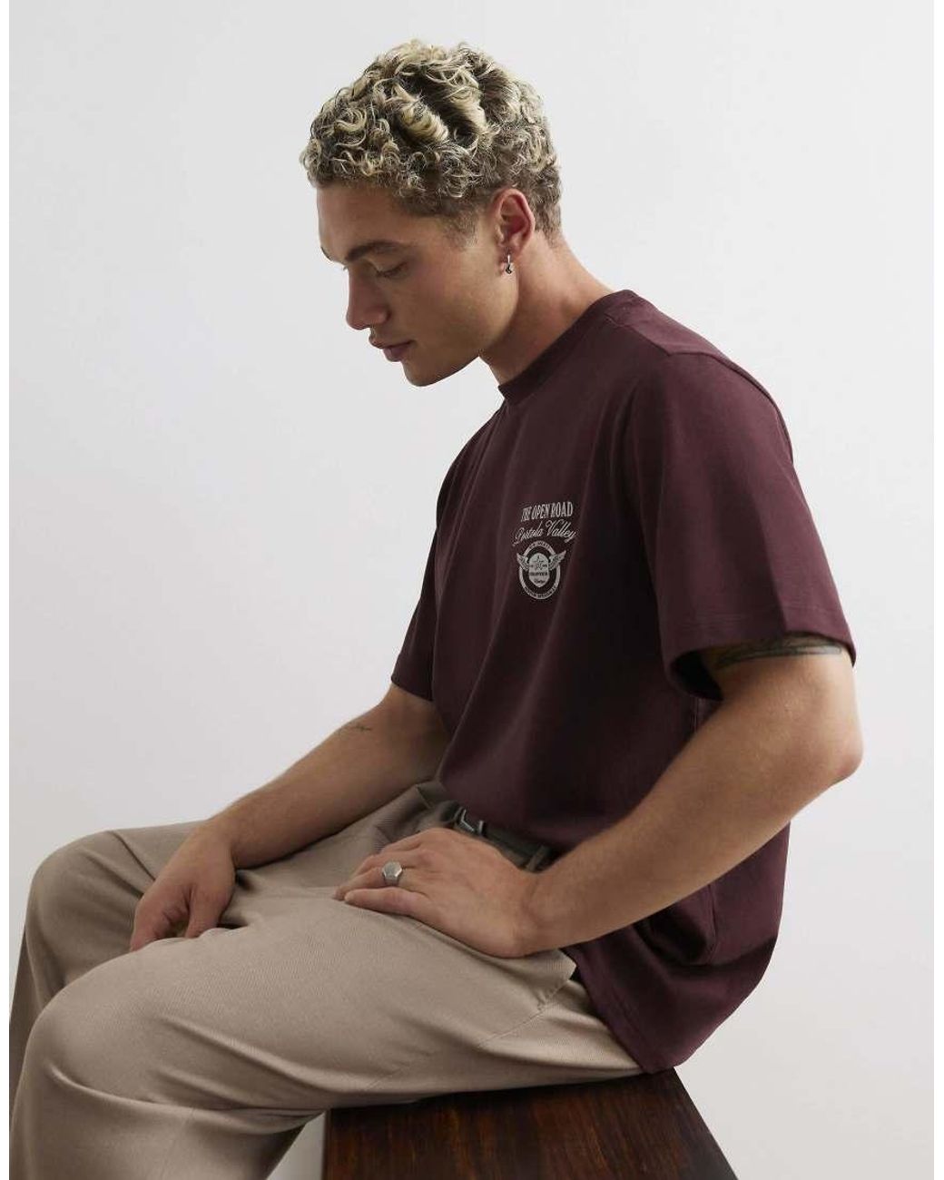 River Island Brown Cotton Open Road Horses T-Shirt for men