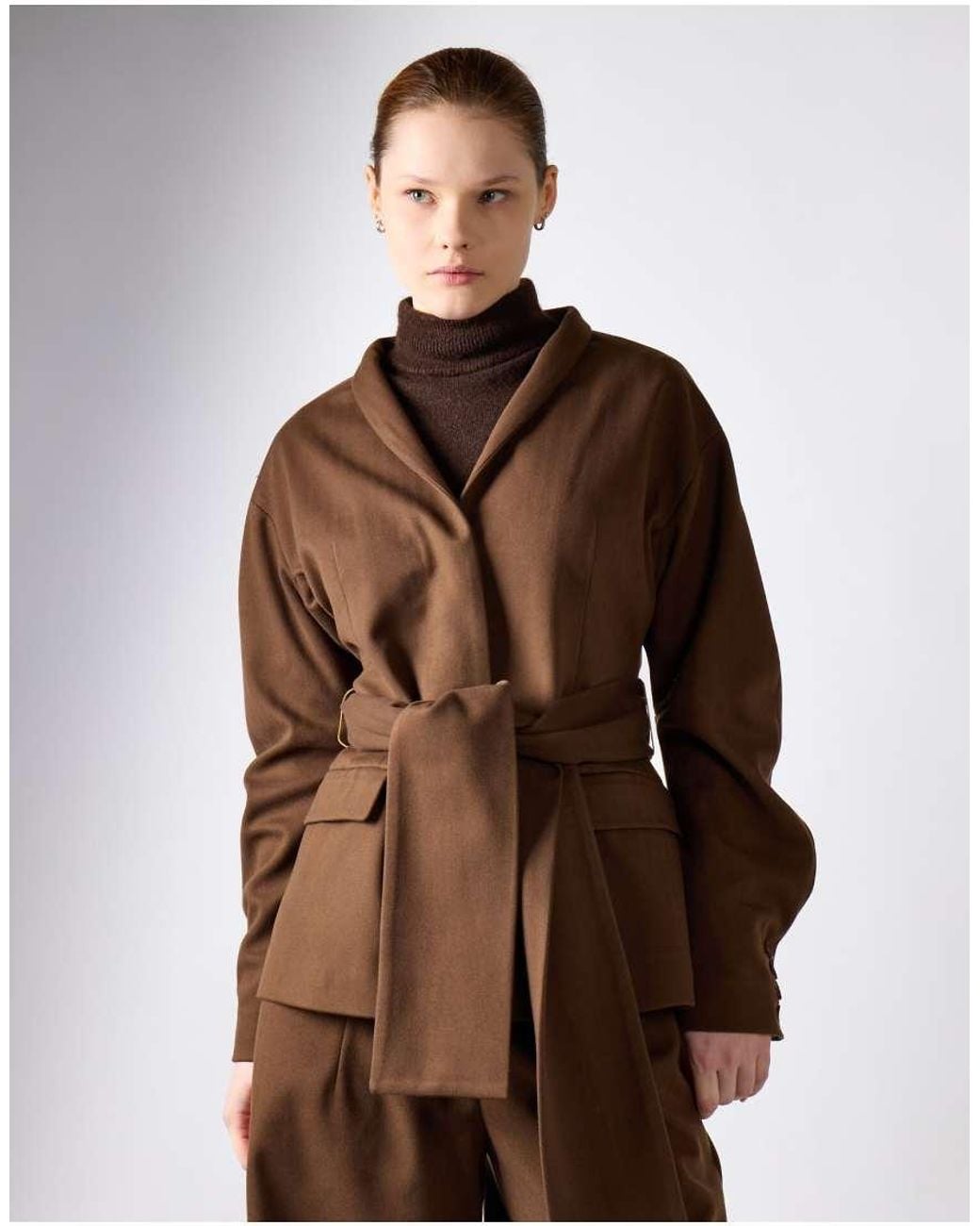 NARRATED Brown Belted Wrap Jacket