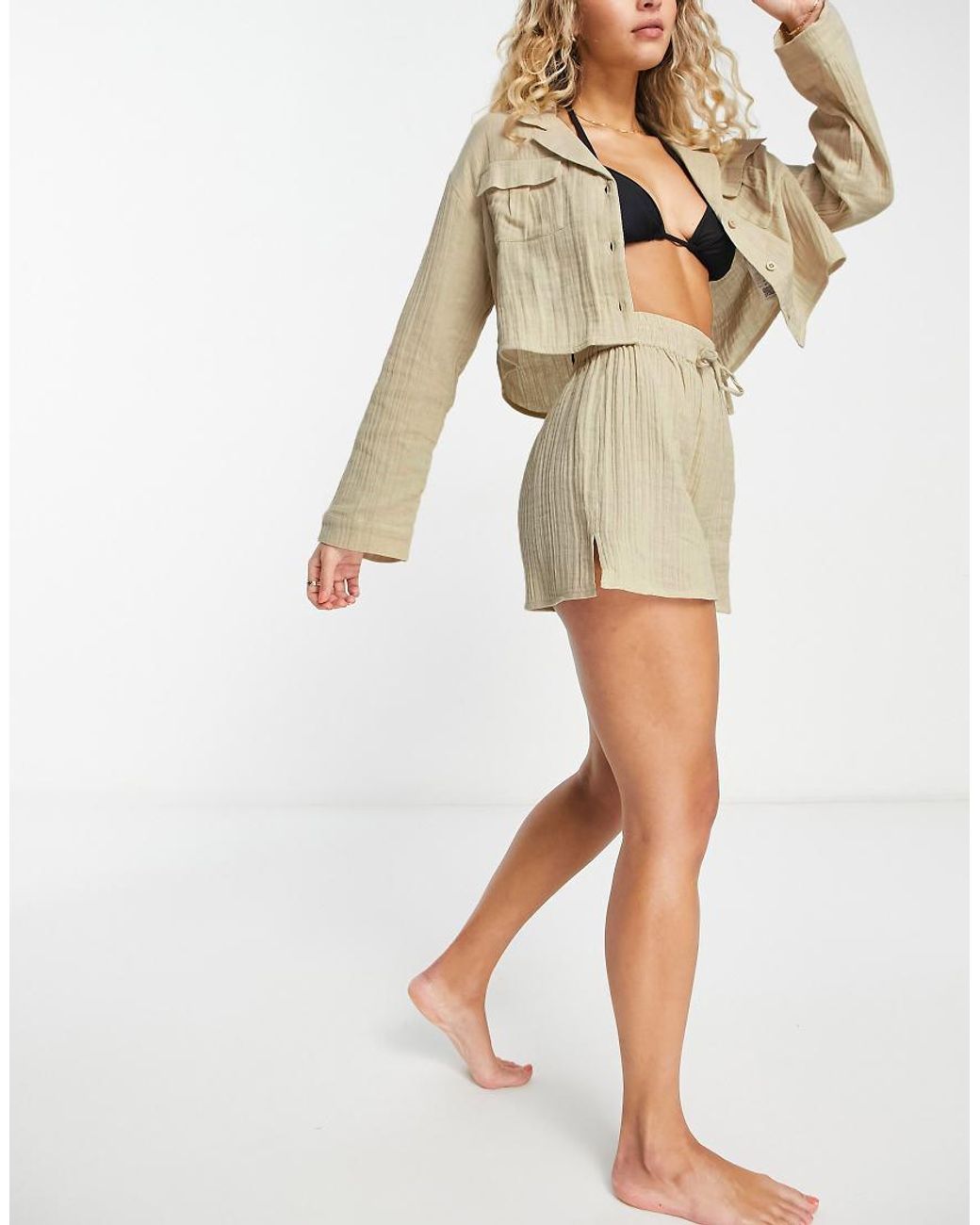 ASOS Natural Pocket Oversized Beach Shirt