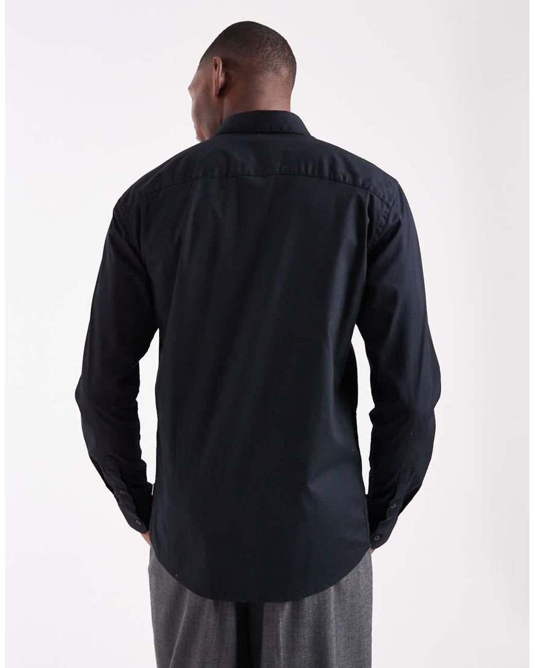 Only & Sons Blue Slim Fit Stretch Poplin Shirt for men