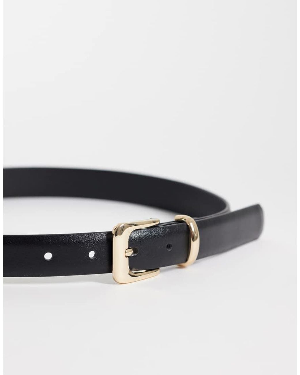 Mango White Faux Leather Classic Belt