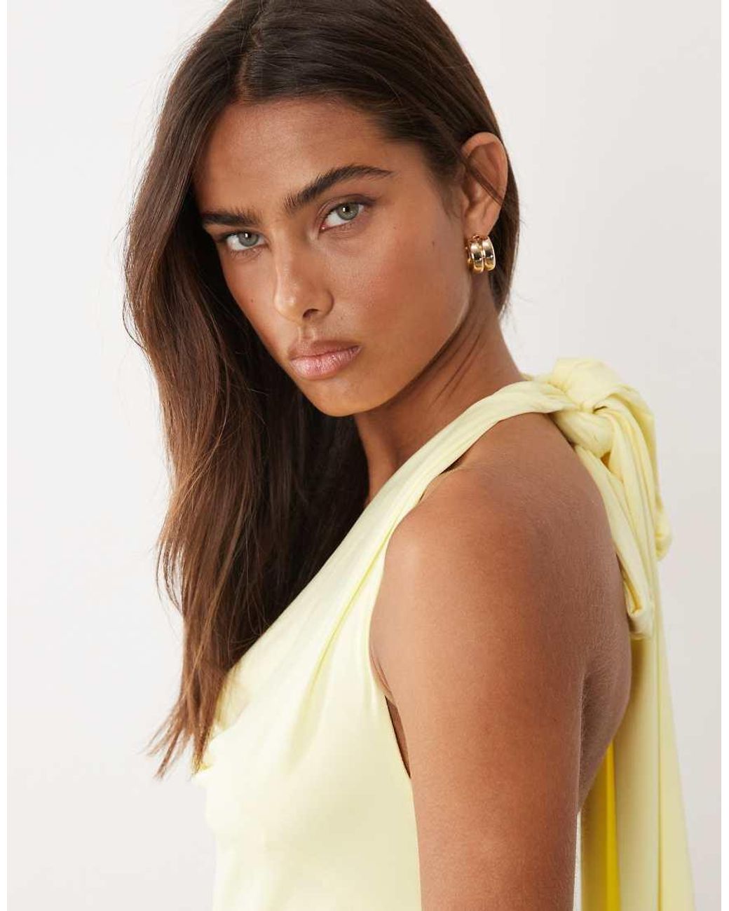 TFNC London Natural Halter Neck Chiffon Maxi Dress