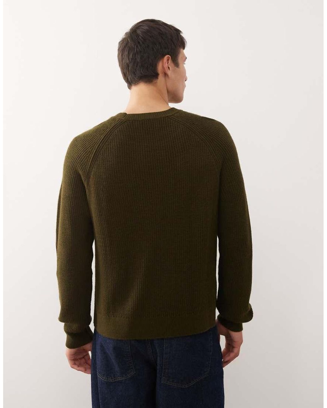 Collusion Green Boxy Knitted Sweater Jumper for men