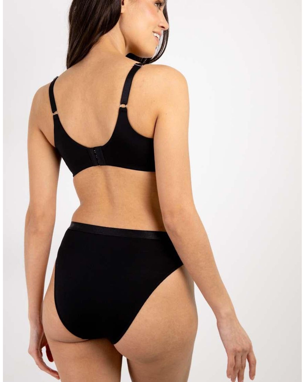 Pour Moi Black Viva Luxe High Leg Brief