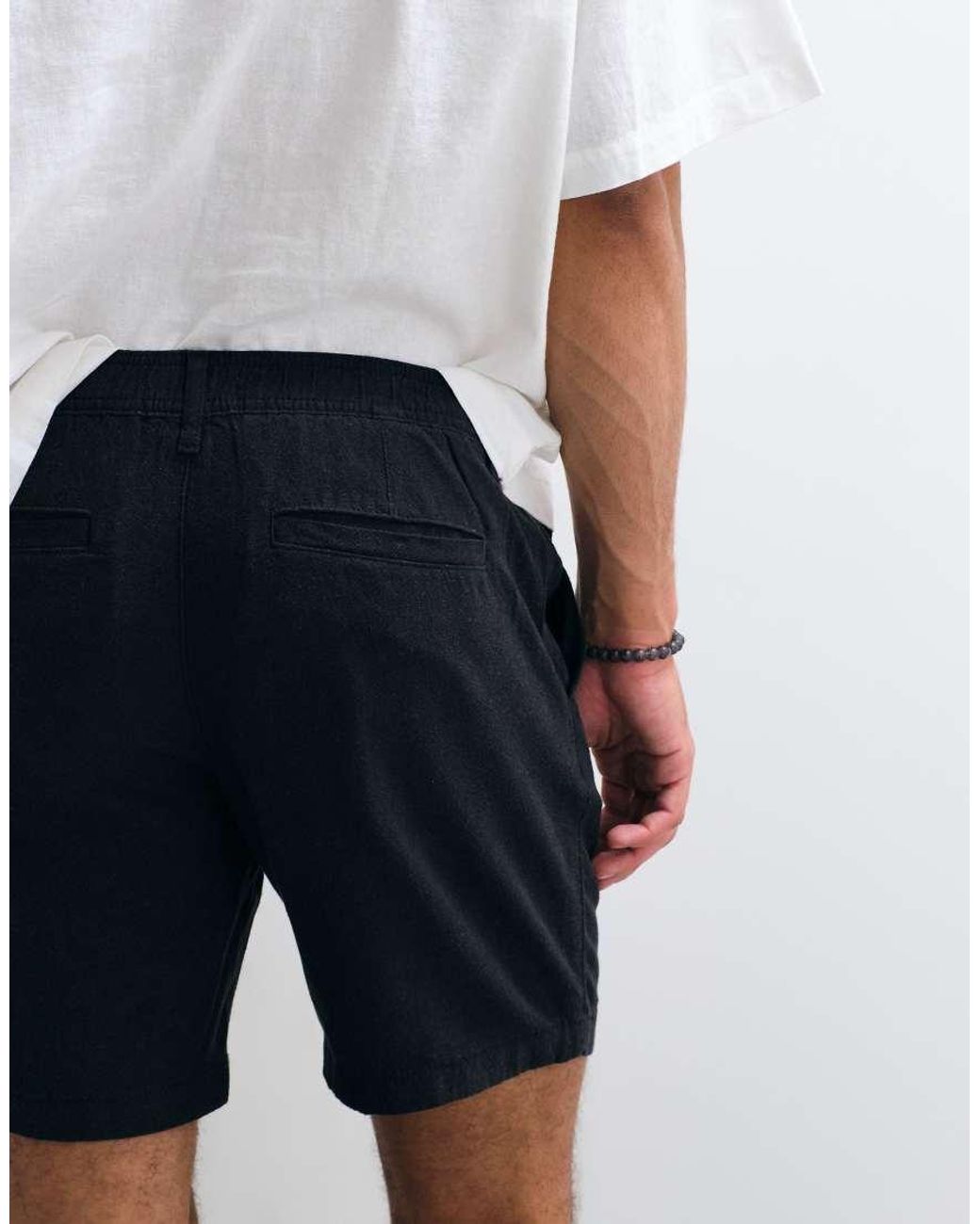 ASOS White Slim Linen Blend Shorts for men