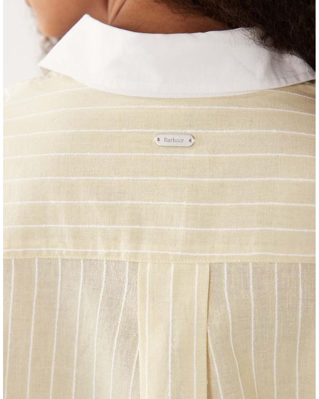 Barbour Natural Avon Long Sleeve Stripe Shirt With Contrast Cuffs/Collar