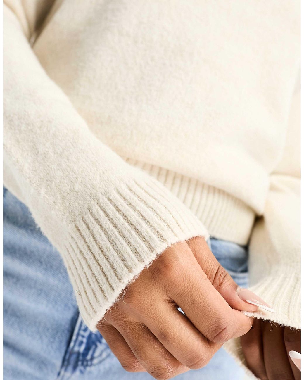 Pull col rond - crème Vero Moda en coloris White