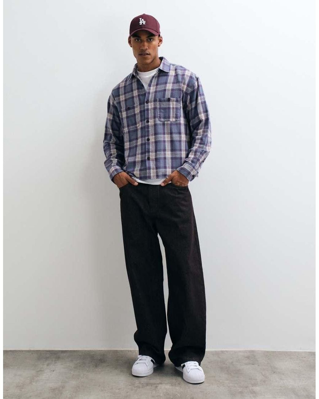 Cotton On Blue Richmond Long Sleeve Shirt for men