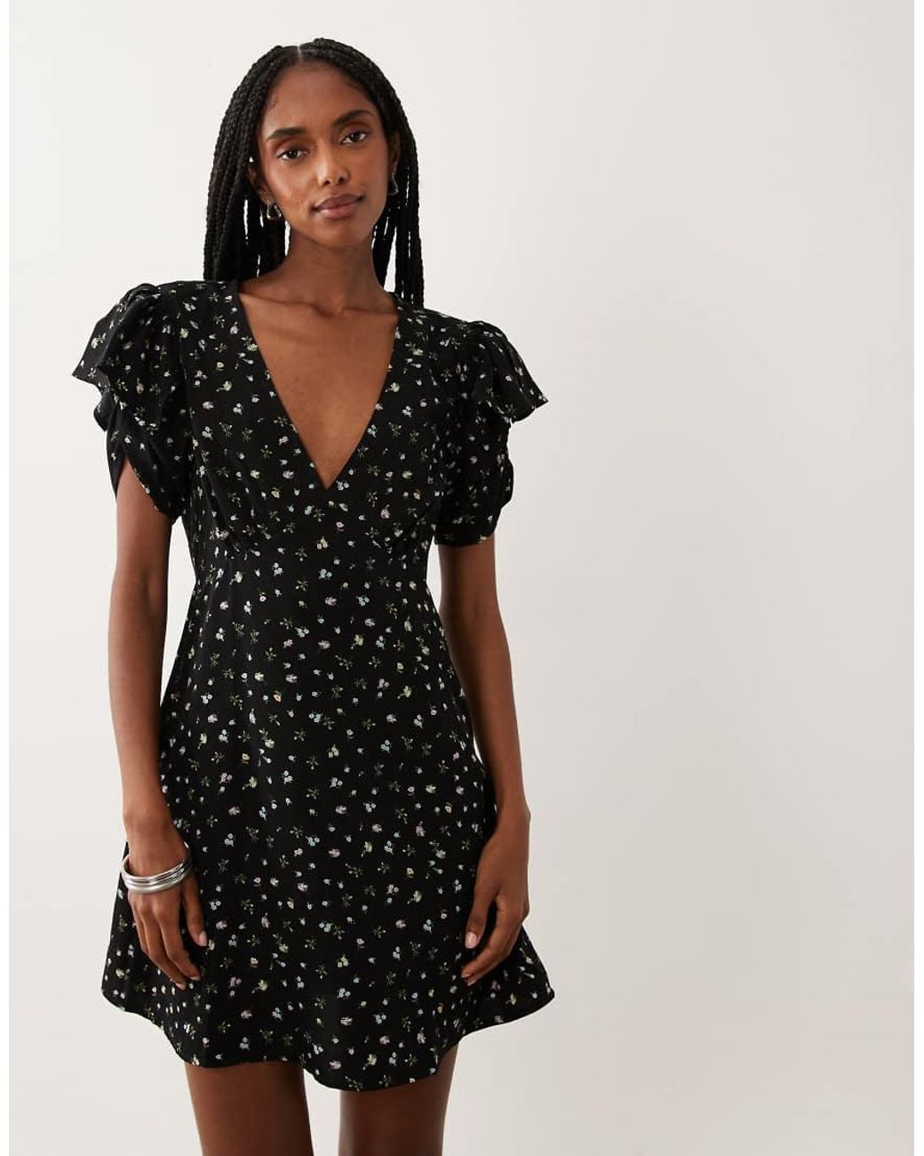 Vila Natural Frill Sleeve Woven Mini Dress