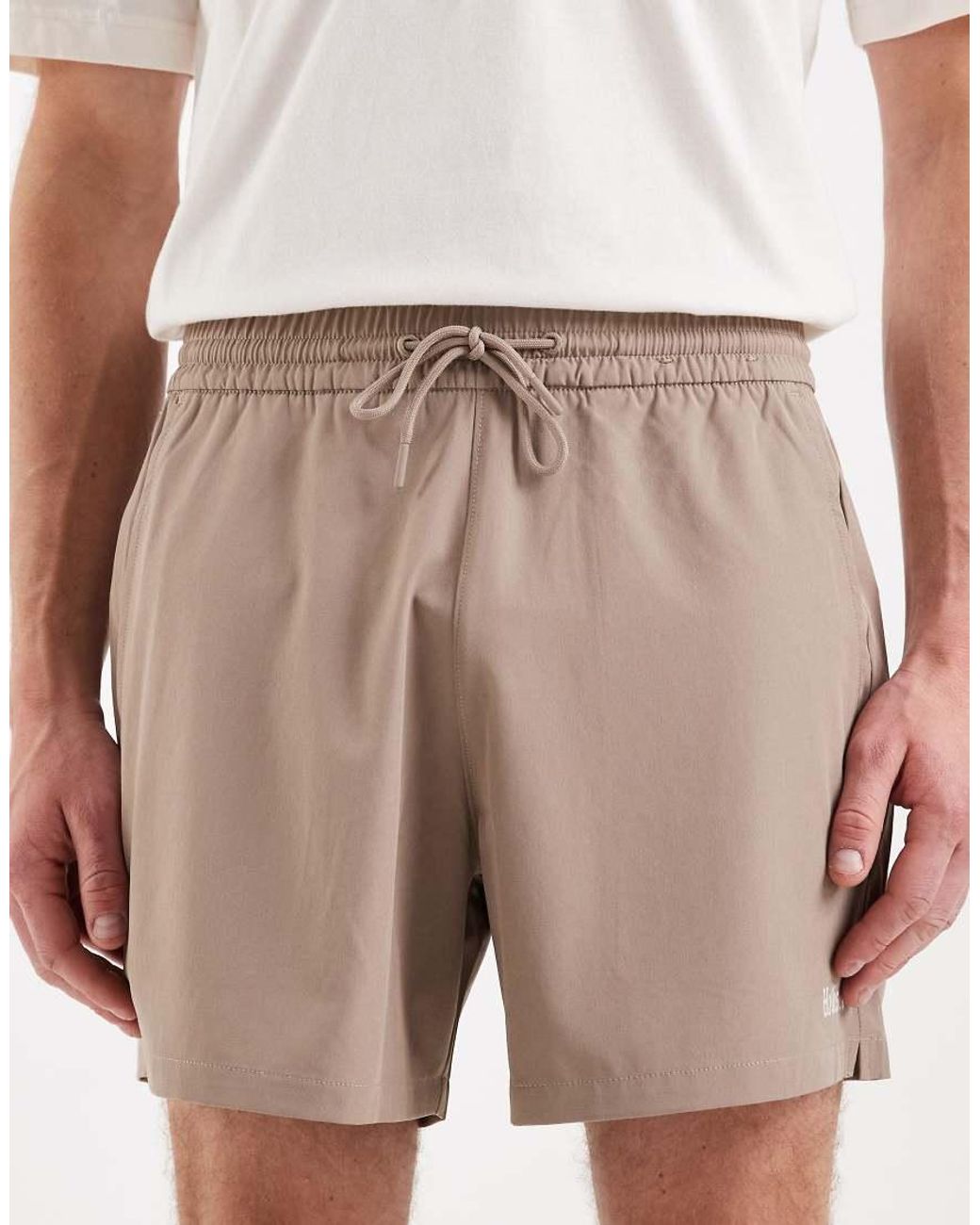 Hollister White Mid Thigh Flex Logo Shorts for men