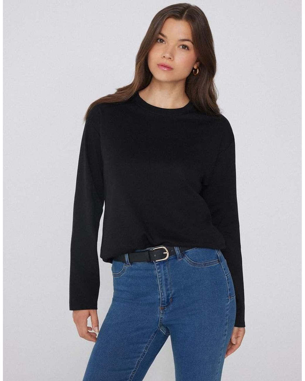 Tezenis Black Mid Weight Cotton Long Sleeve T-Shirt