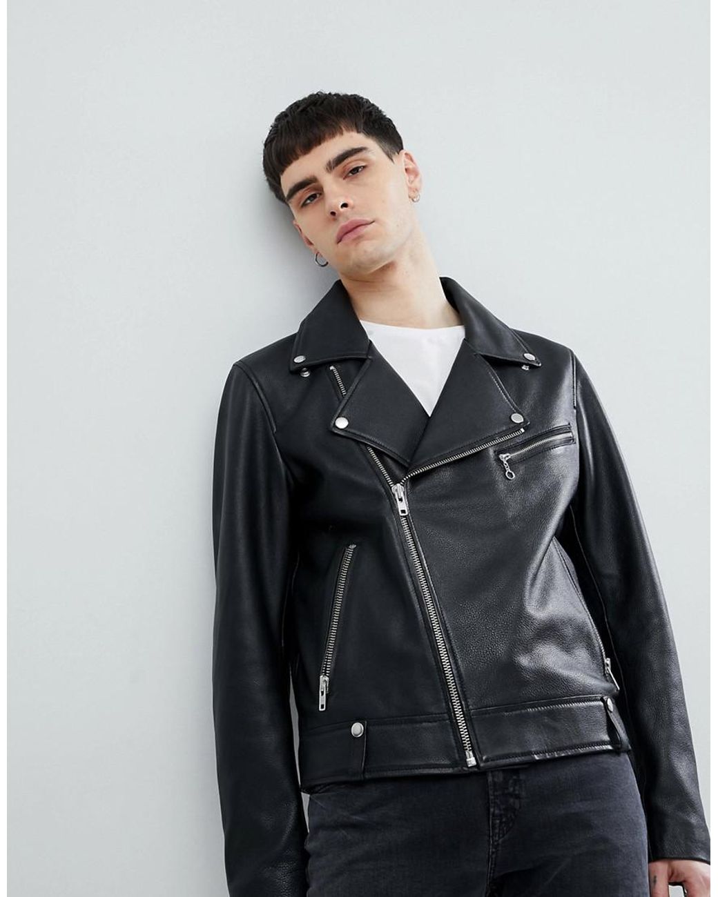 Weekday Leather Jacket In Black for Men | Lyst