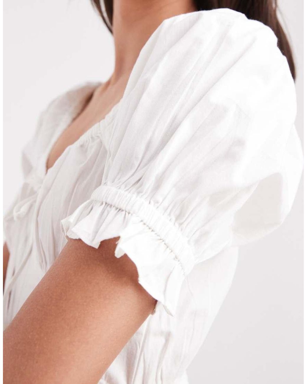 Wednesday's Girl White Wednesdays Girl V Front Short Sleeved Mini Dress