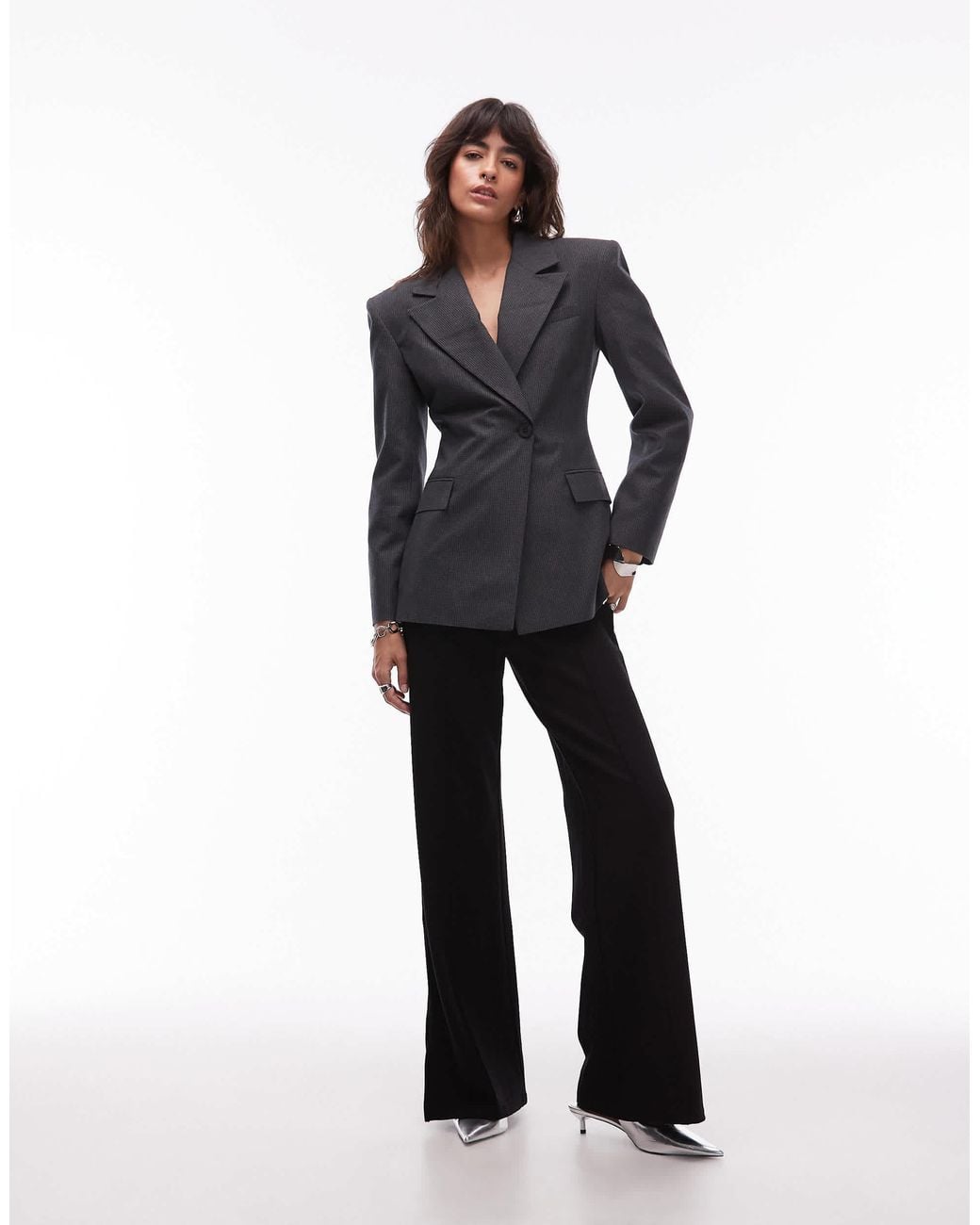 ASOS Blue Cinch High Break Point Blazer