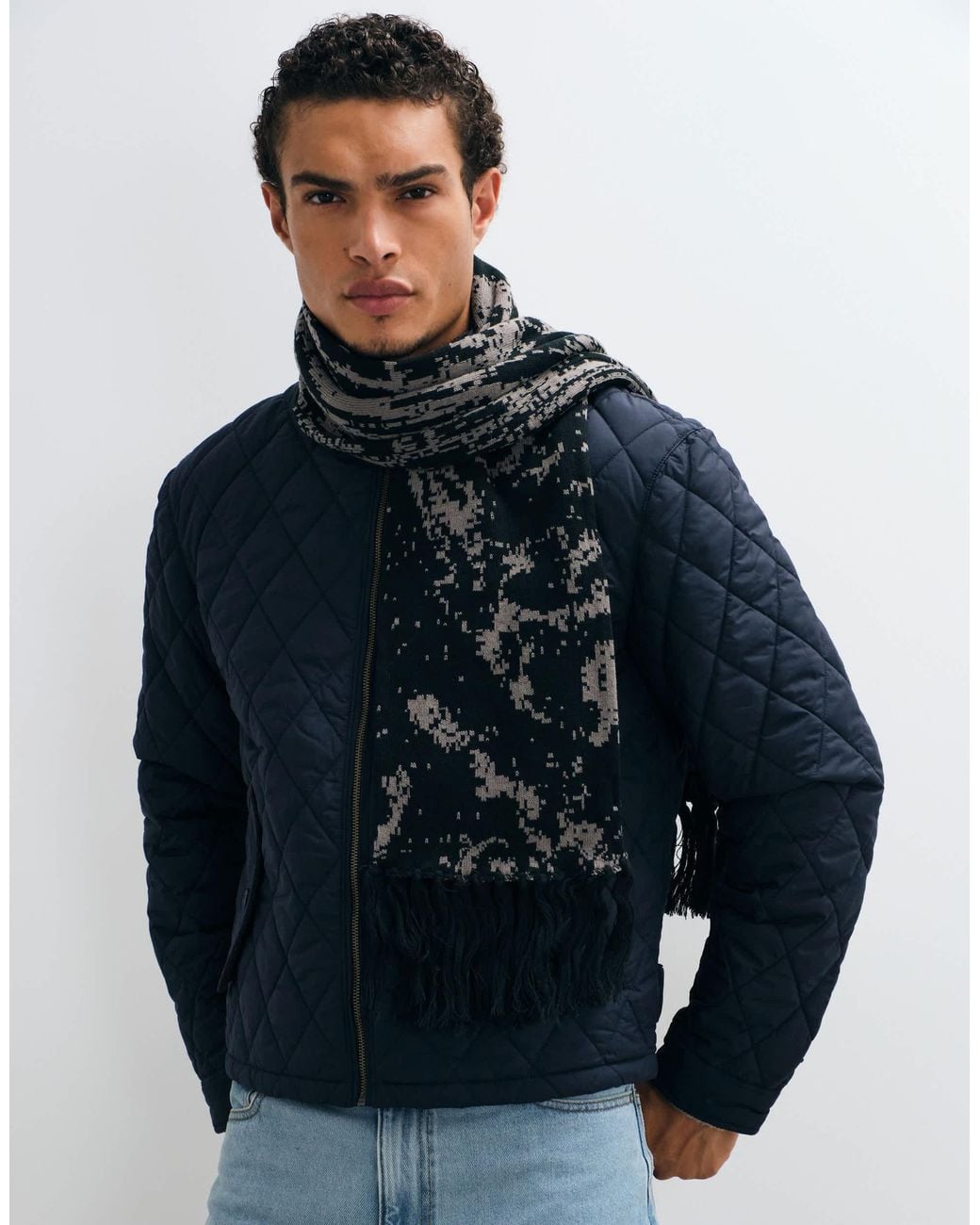 ASOS Blue Pixelated Pattern Scarf for men