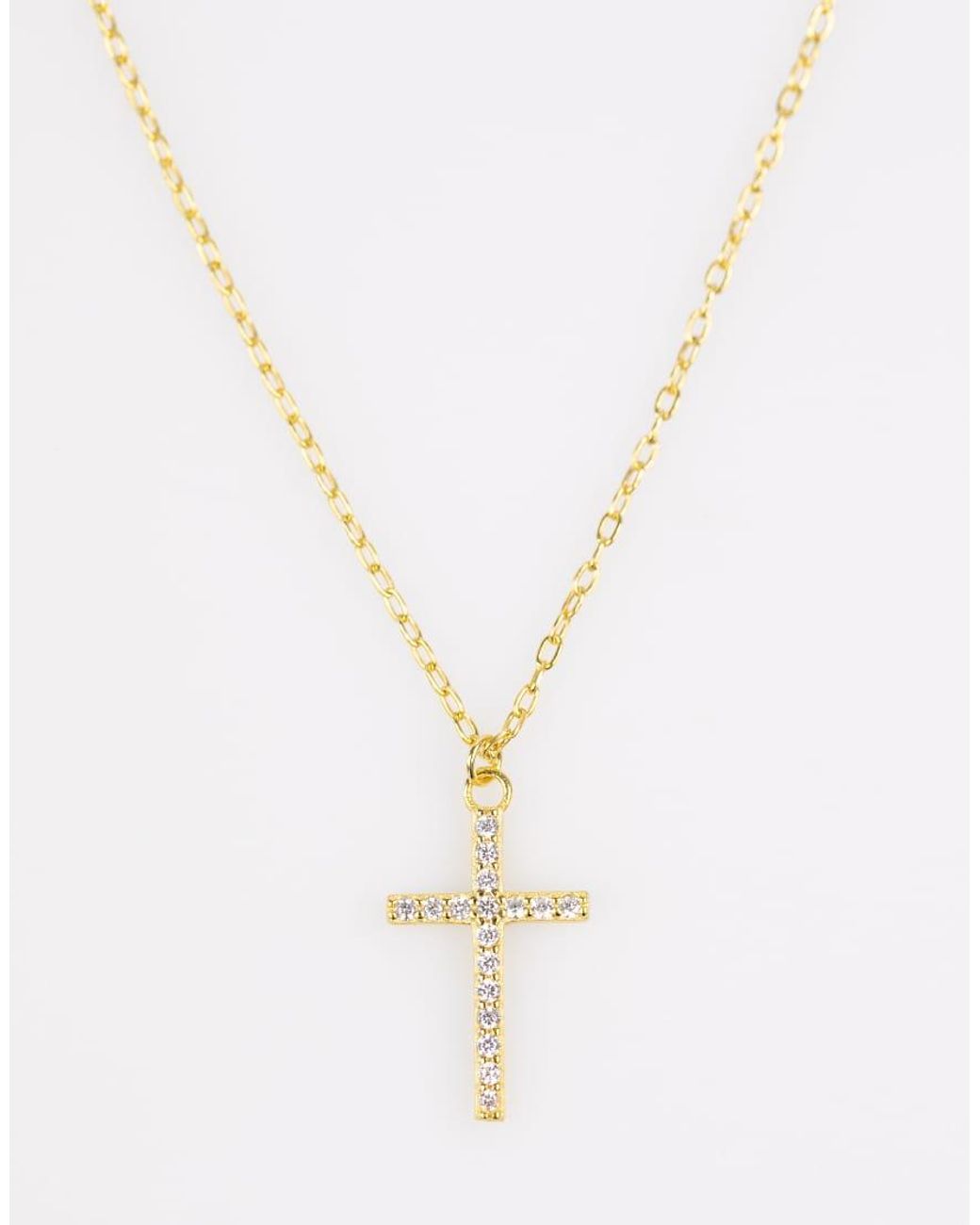 Lovisa White Plated Sterling Pave Cross Pendant Necklace
