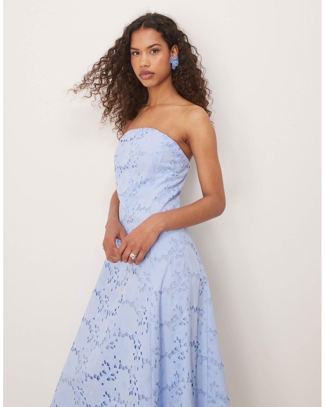 Mango Cut Out Detail A-line Dress in Blue | Lyst