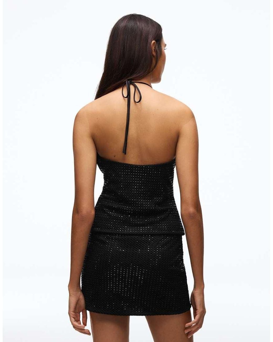 Bershka Black Rhinestone Effect Mini Skirt