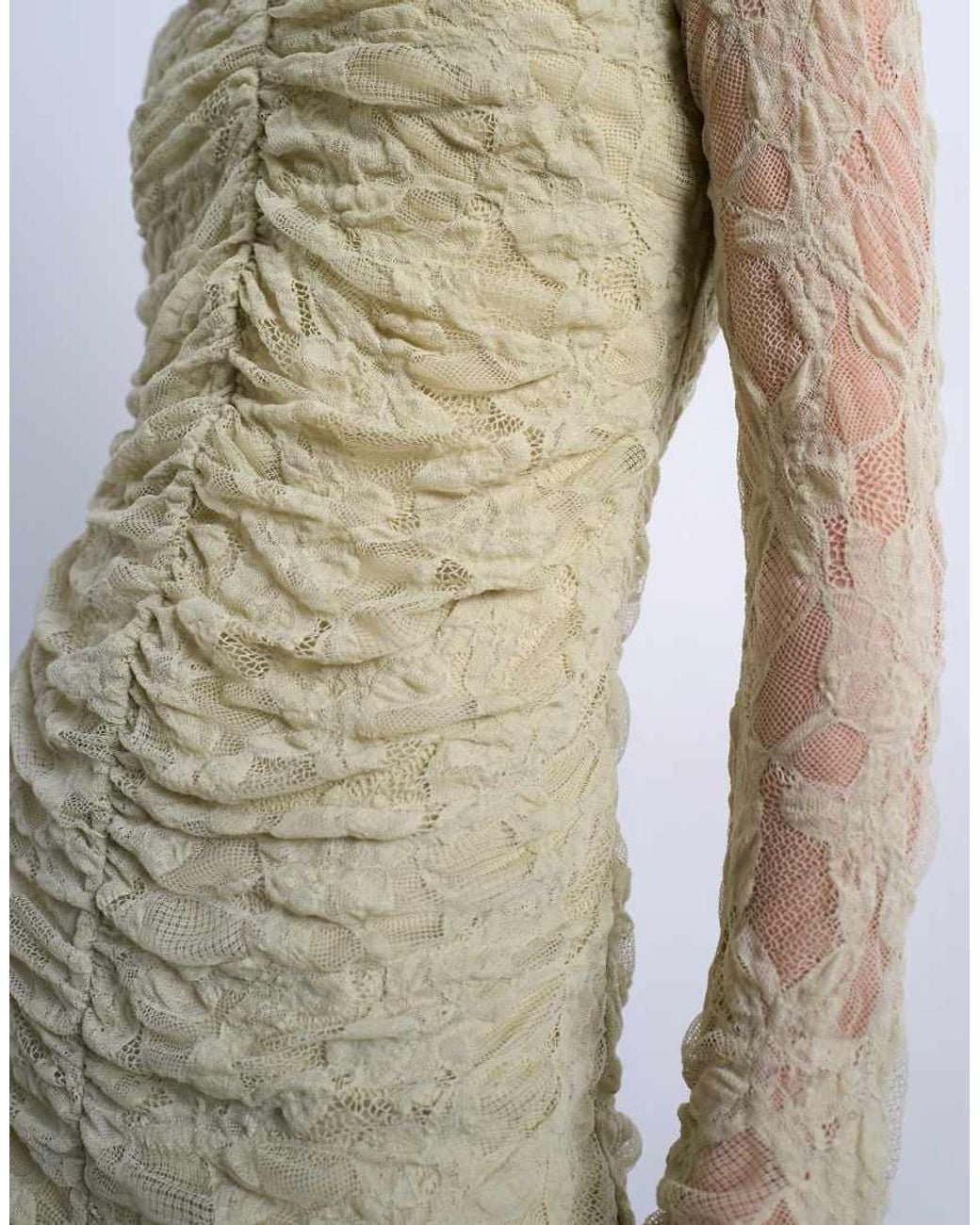 TOPSHOP White Lace Ruched Front Drop Waist Maxi Dress