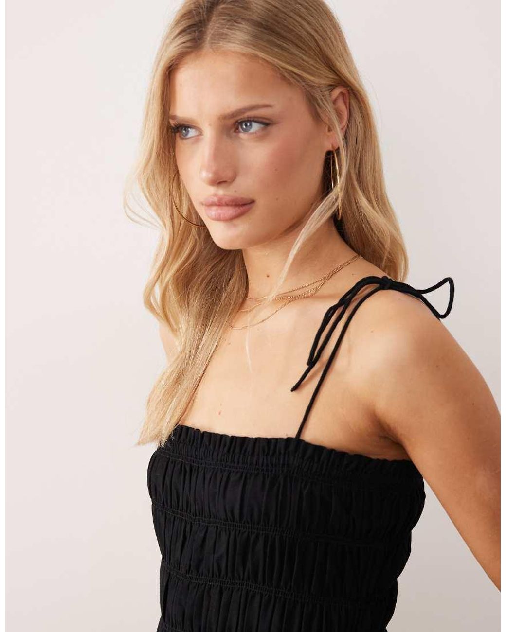 ASOS Black Shirred Peplum Jumpsuit