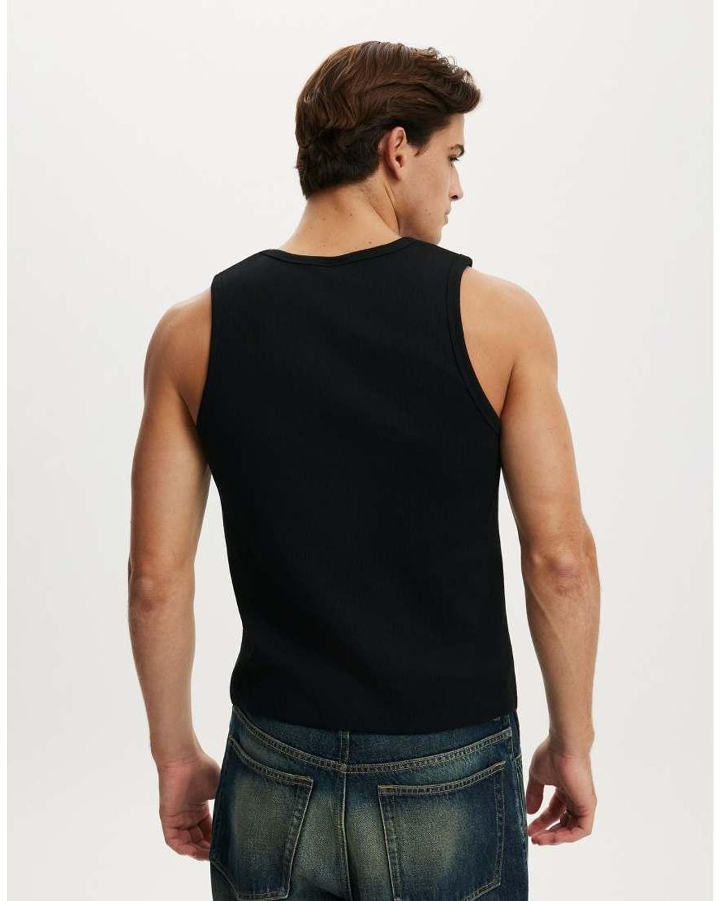 Cotton On Black Rib Tank for men