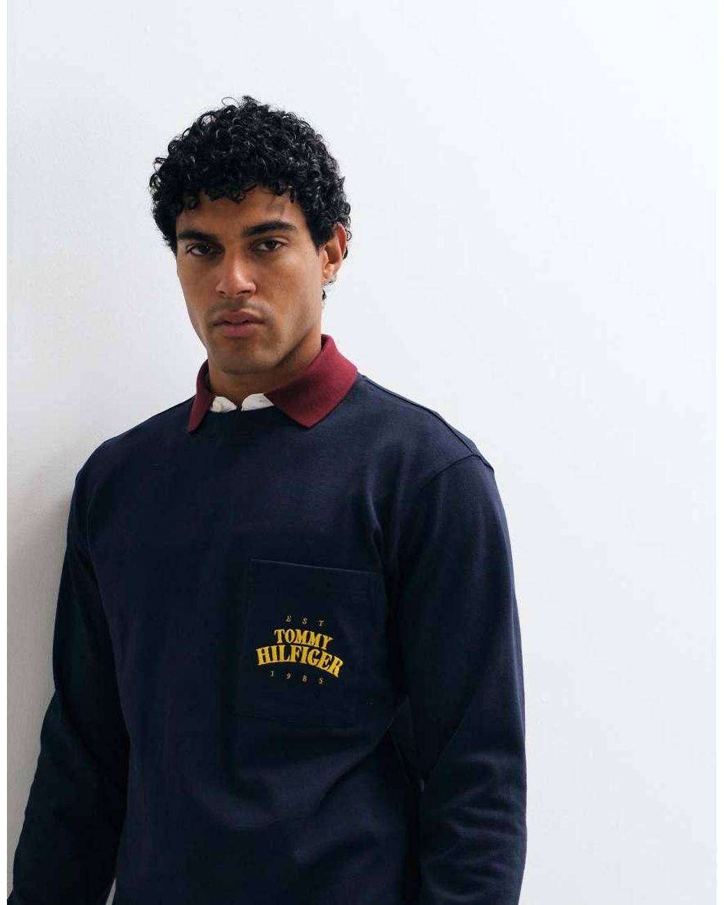 Tommy Hilfiger Blue Varsity Logo Long Sleeve Boxy T-shirt for men