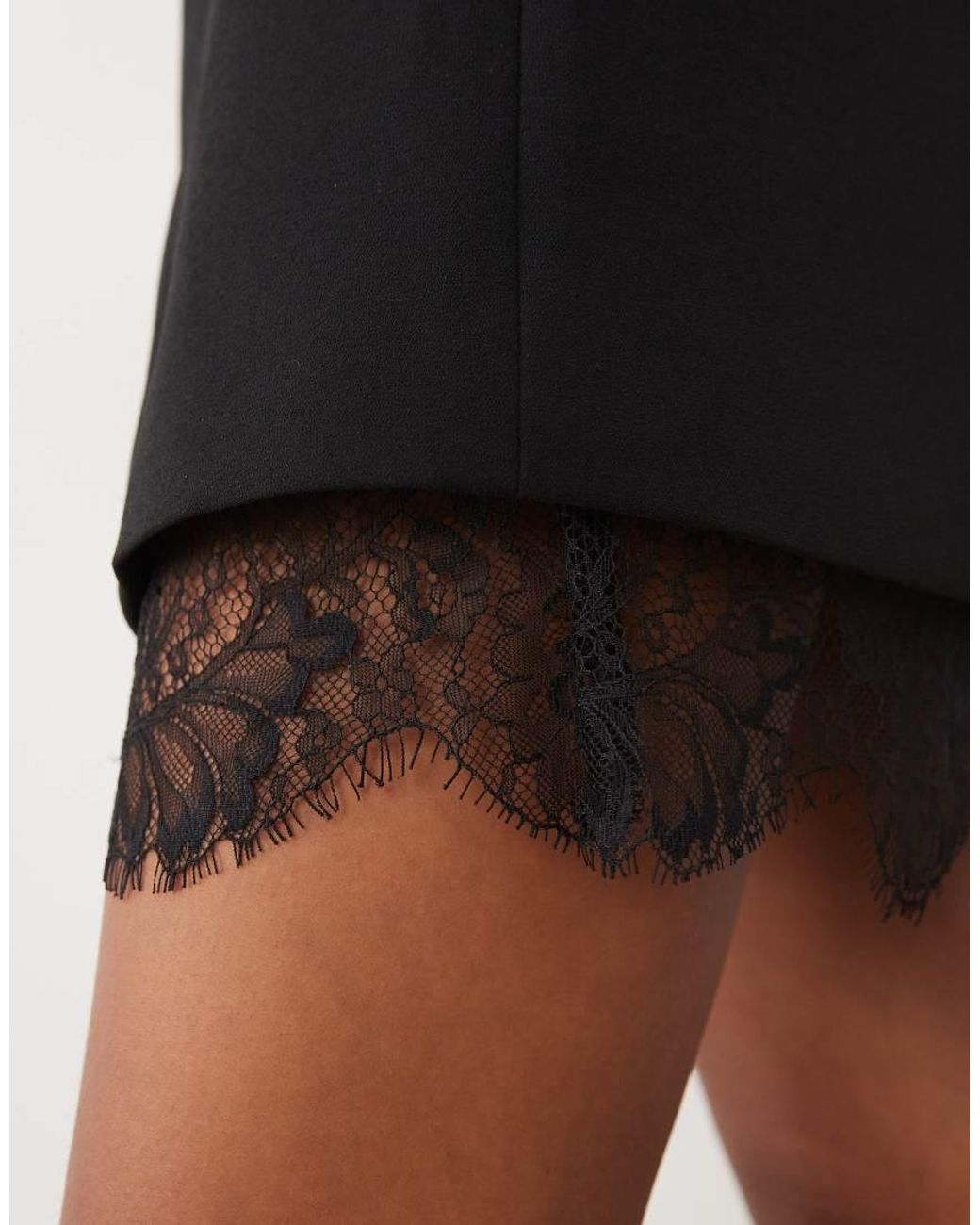 Forever New Black V Neck Tailored Blazer Lace Detail Mini Dress