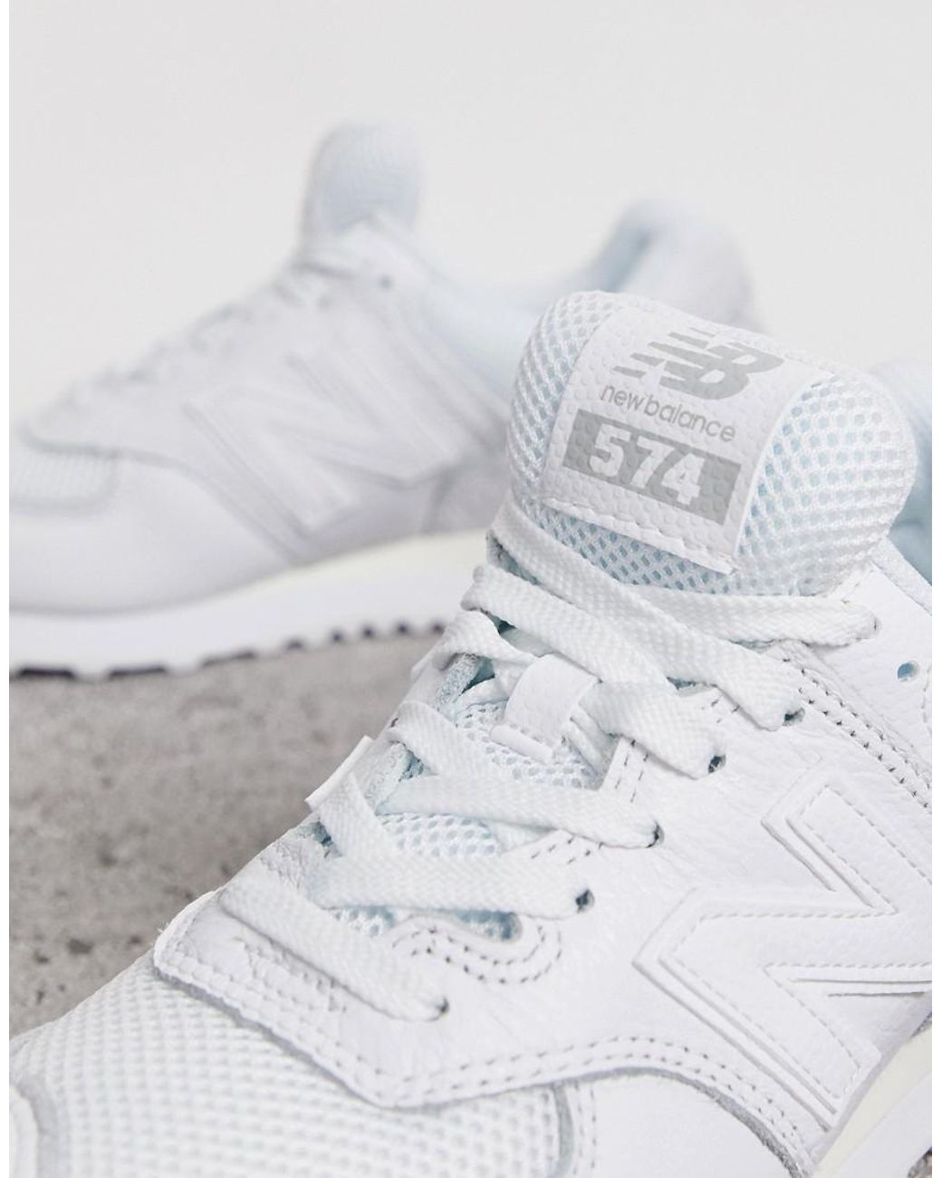 New Balance 574 Triple White Trainers | Lyst