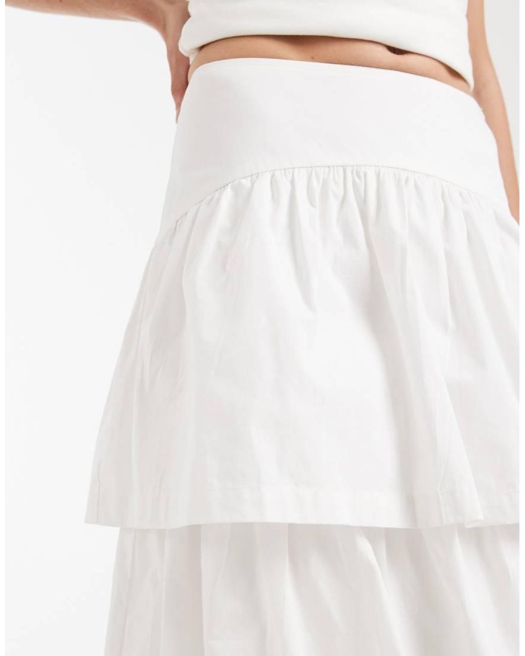 ASOS Blue Tiered Dropped Waist Boho Midi Skirt