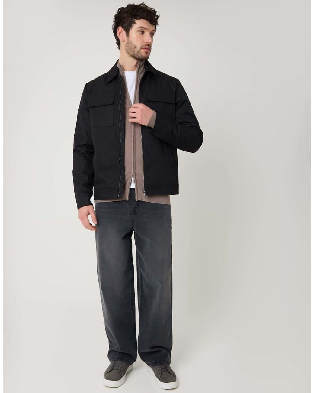 Threadbare Black Showerproof Lightweight Zip Up Jacket for men