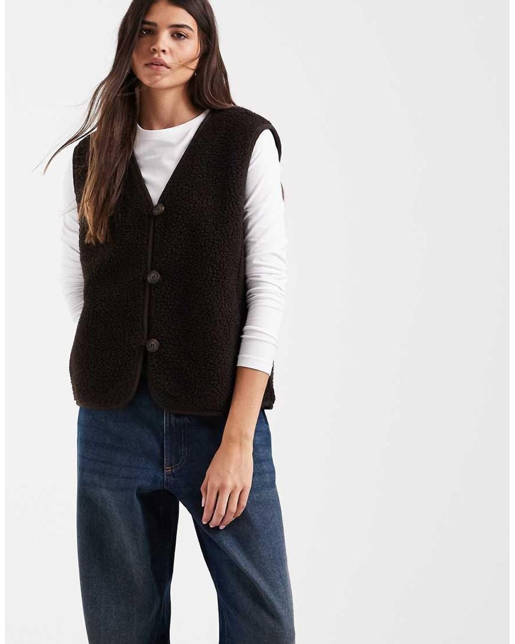 Vero Moda Blue Boxy Teddy Gilet