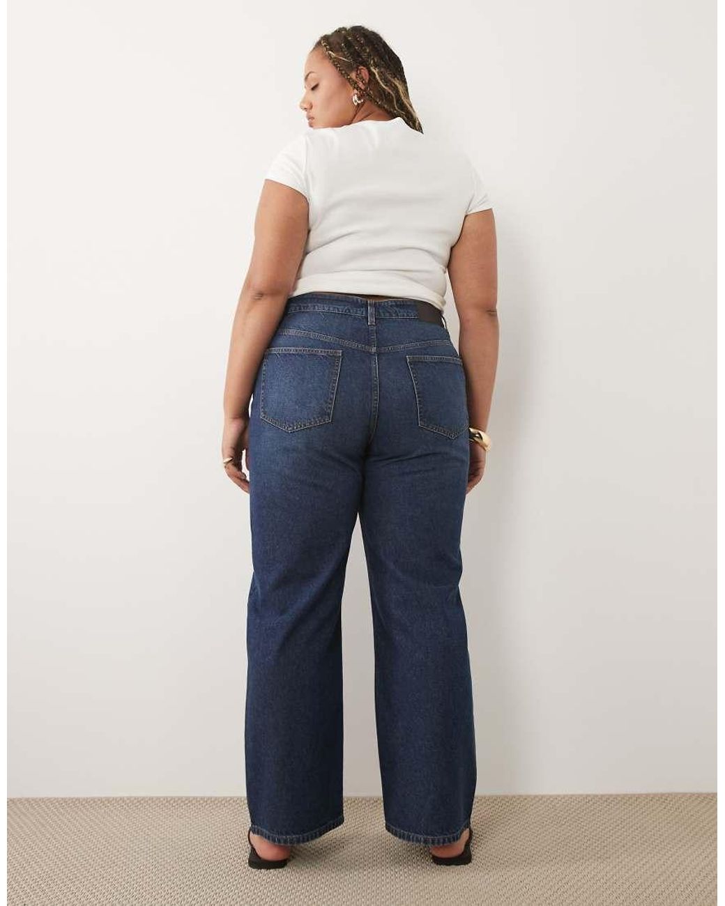 ASOS Blue Asos Design Curve Straight Wide Leg Jeans