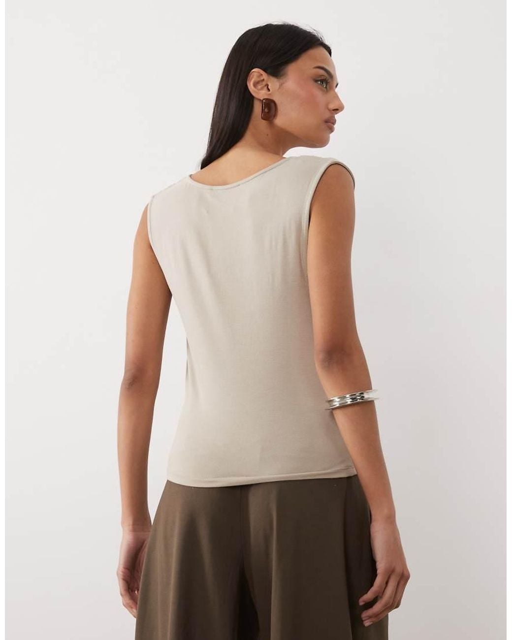 Mango Brown Cowl Neck Sleeveless Top