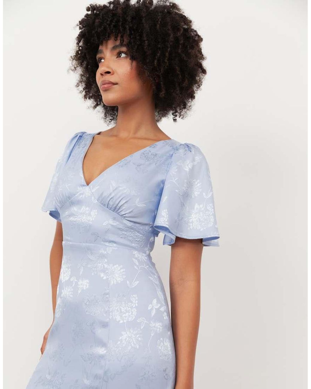 Maya White Floral Jacquard Satin Maxi Dress