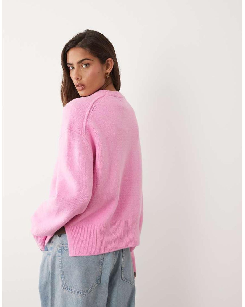 ASOS Pink Relaxed Sweater With Side Split Detail