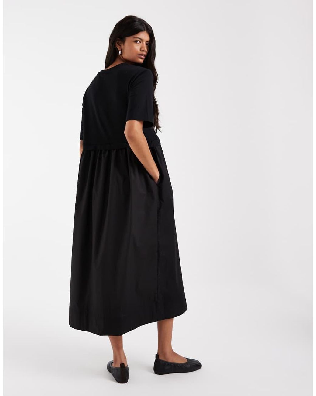 ASOS Black Asos Adaptive Jersey Hybrid T-Shirt Midi Dress