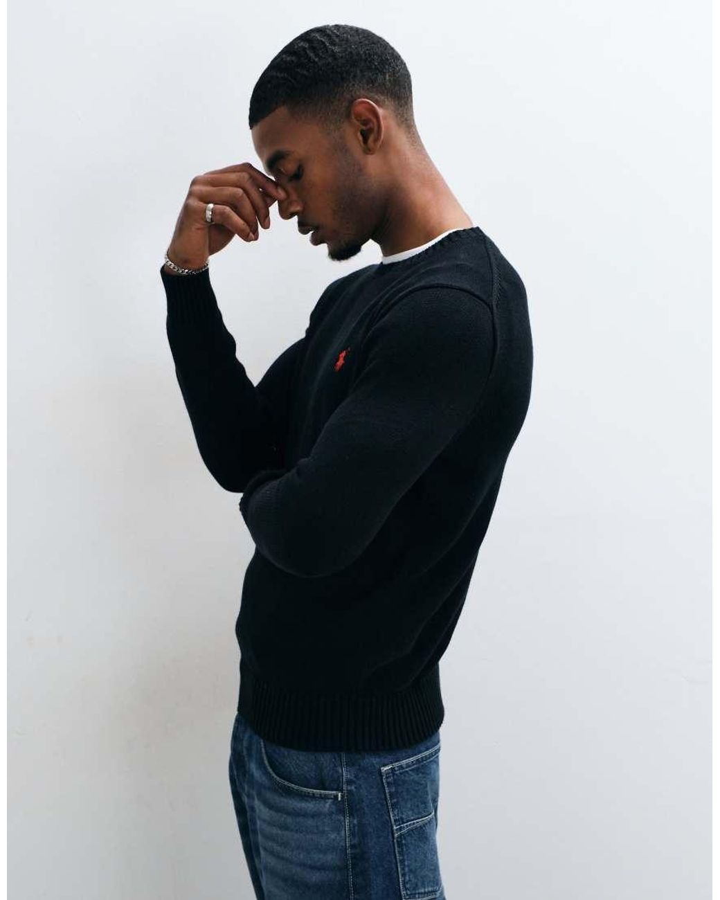 Polo Ralph Lauren Blue Icon Logo Heavyweight Cotton Knit Jumper for men