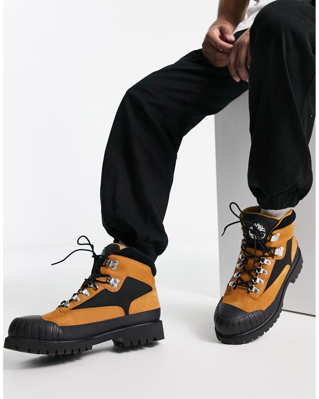 Timberland Rubber Toe Hiker Wp Boots in Black for Men
