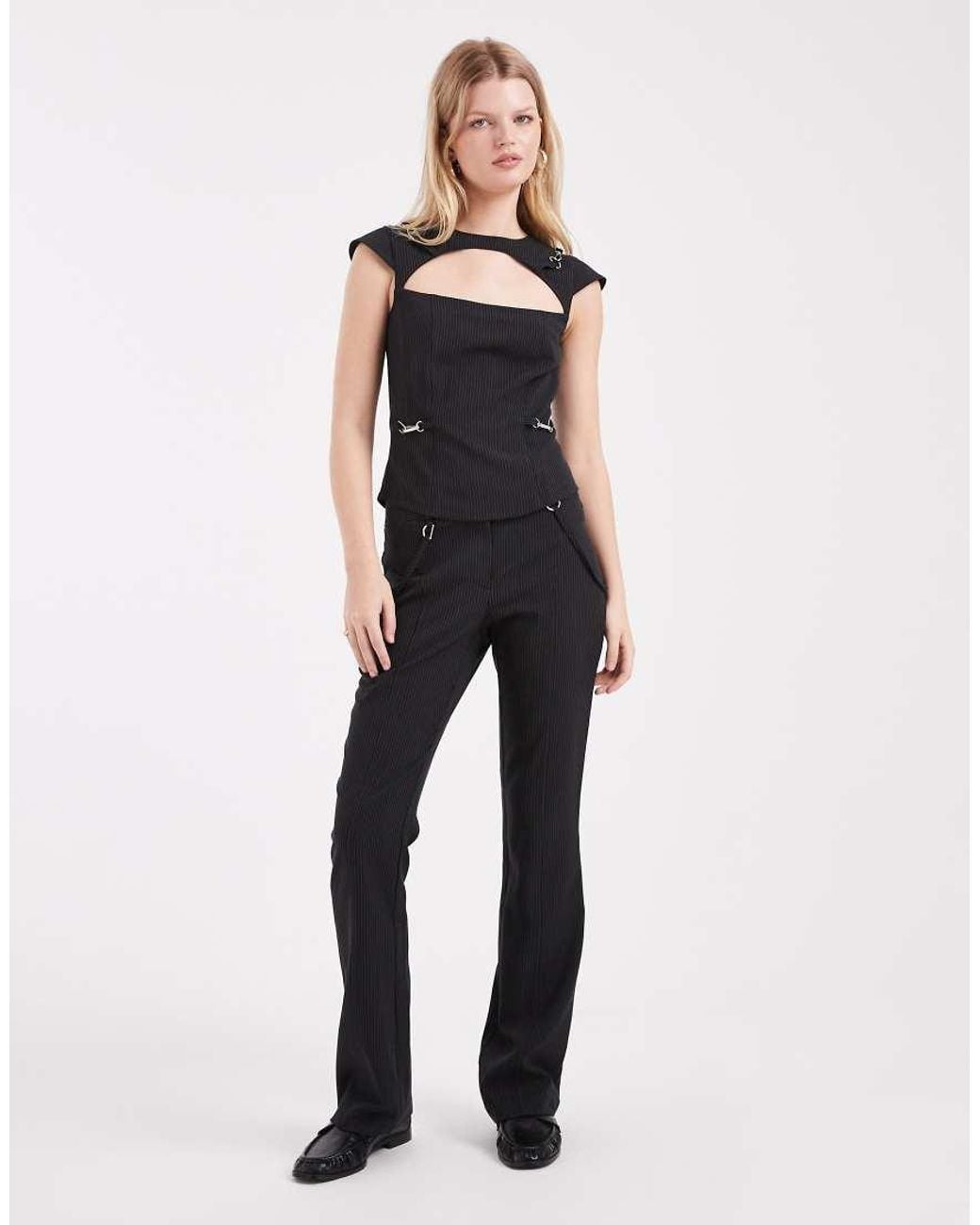 Collusion Blue Tailored Pinstripe Buckle Trouser Co-Ord