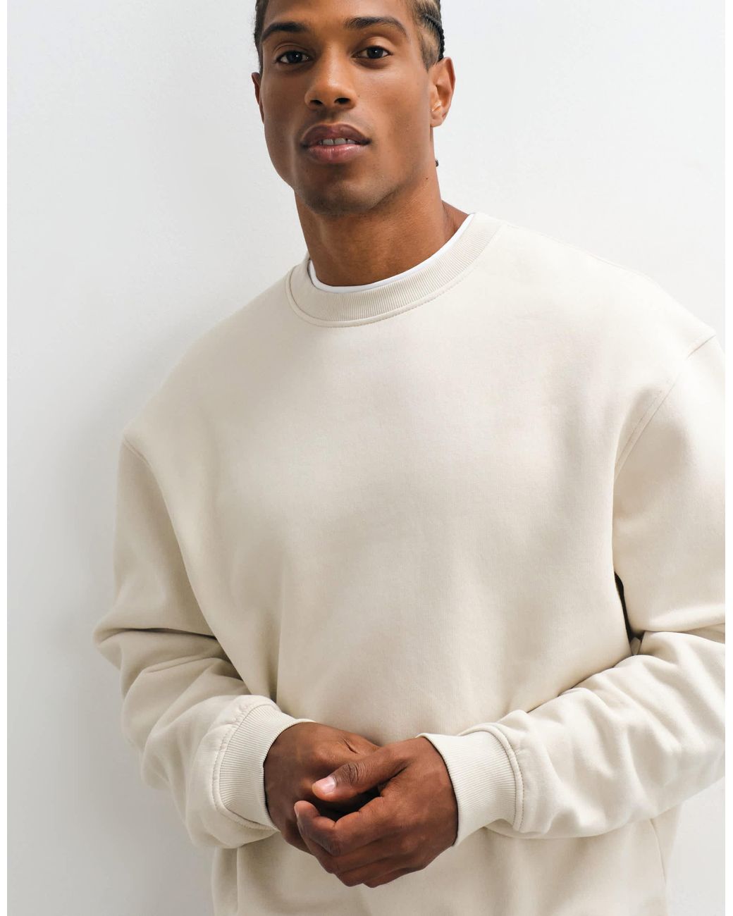 ASOS – kastiges basic-sweatshirt in White für Herren