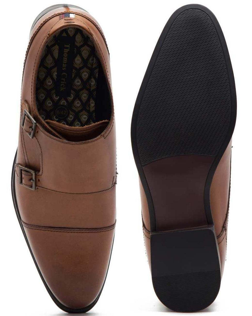 Thomas Crick Brown Boycie Double Monk Strap Formal Leather Shoes for men