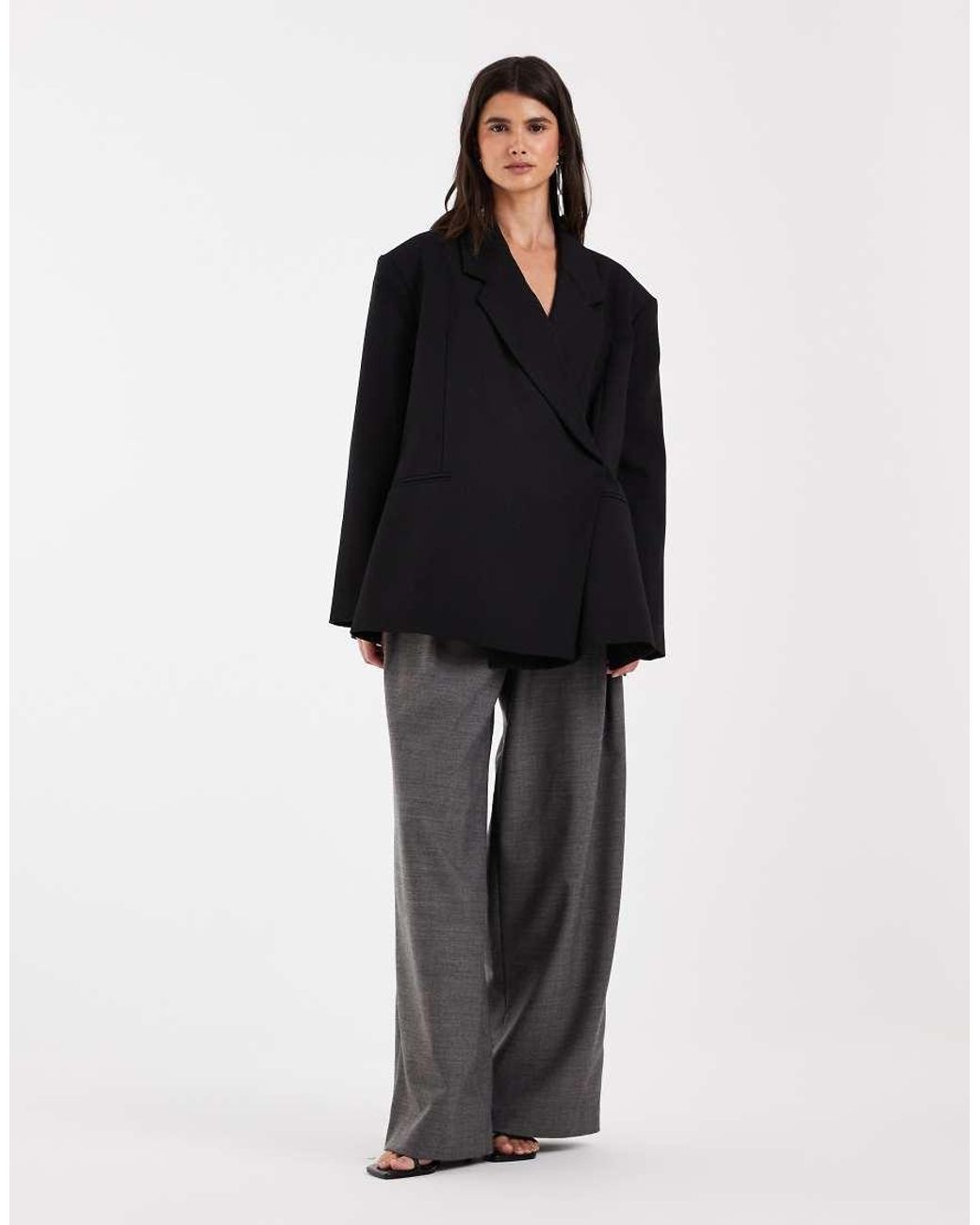 Vero Moda Black Oversized Tailored Wrap Blazer