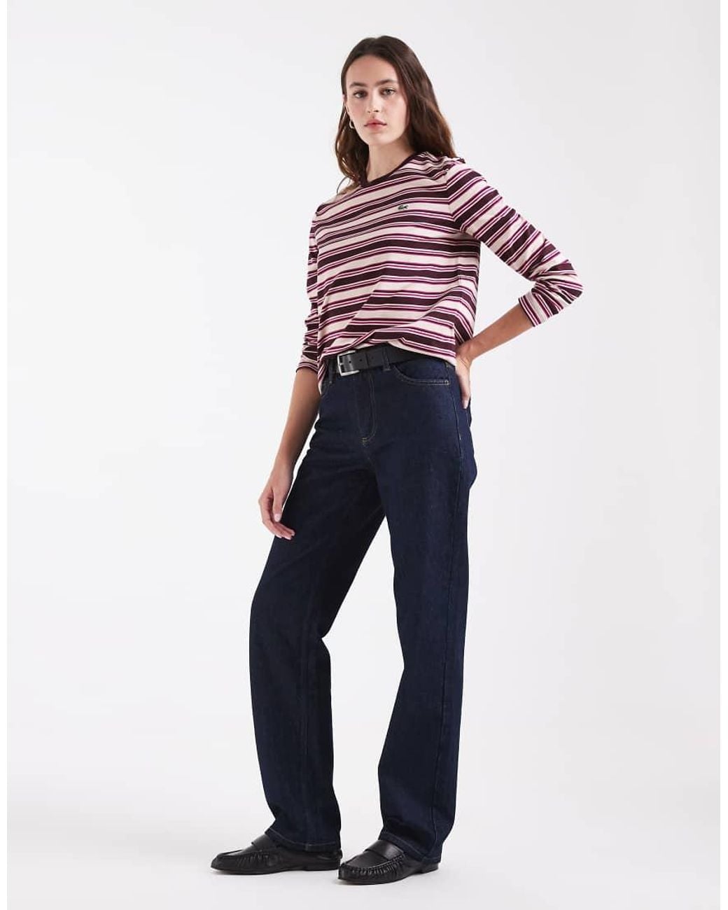 Lacoste Red Stripe Long Sleeve Jersey T-Shirt