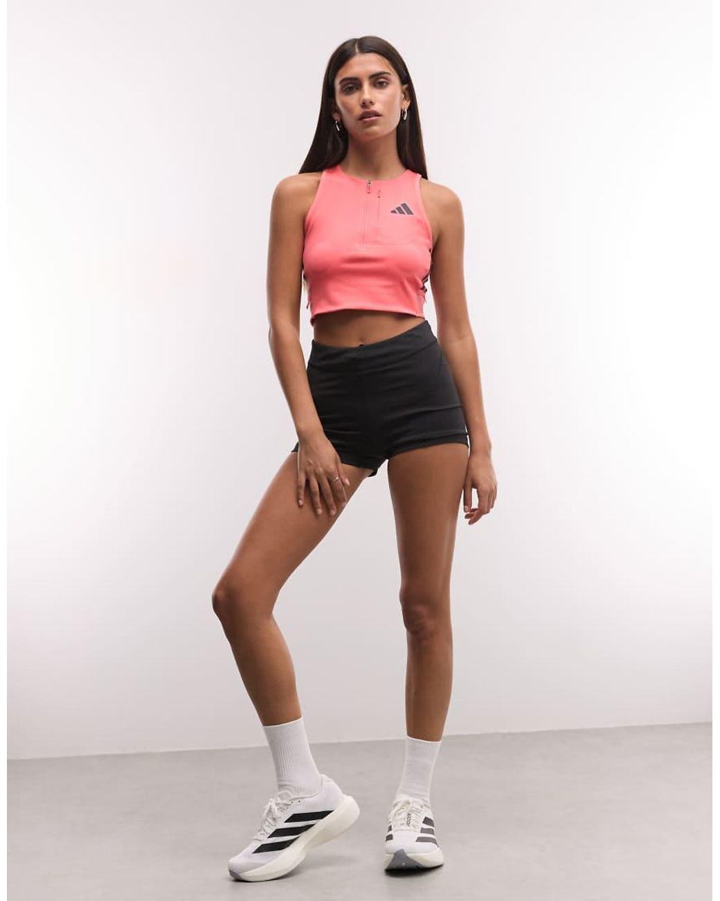 Adidas Originals Red Adidas Running Adizero Zip Crop Top