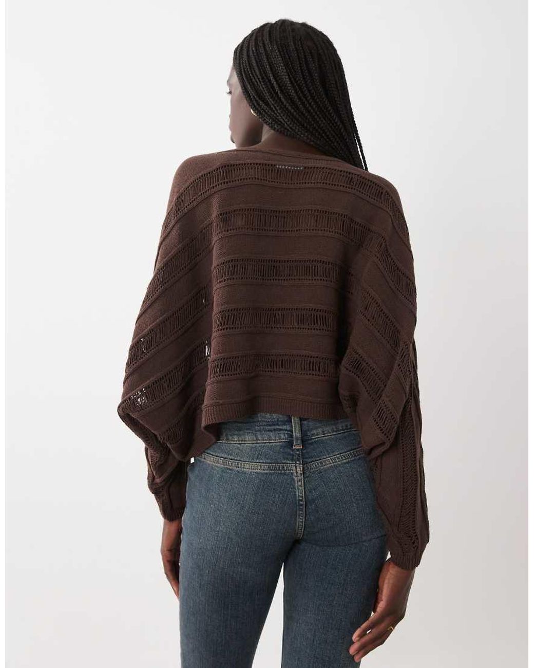 ASOS Brown Knitted Batwing Ladder Stitch Jumper