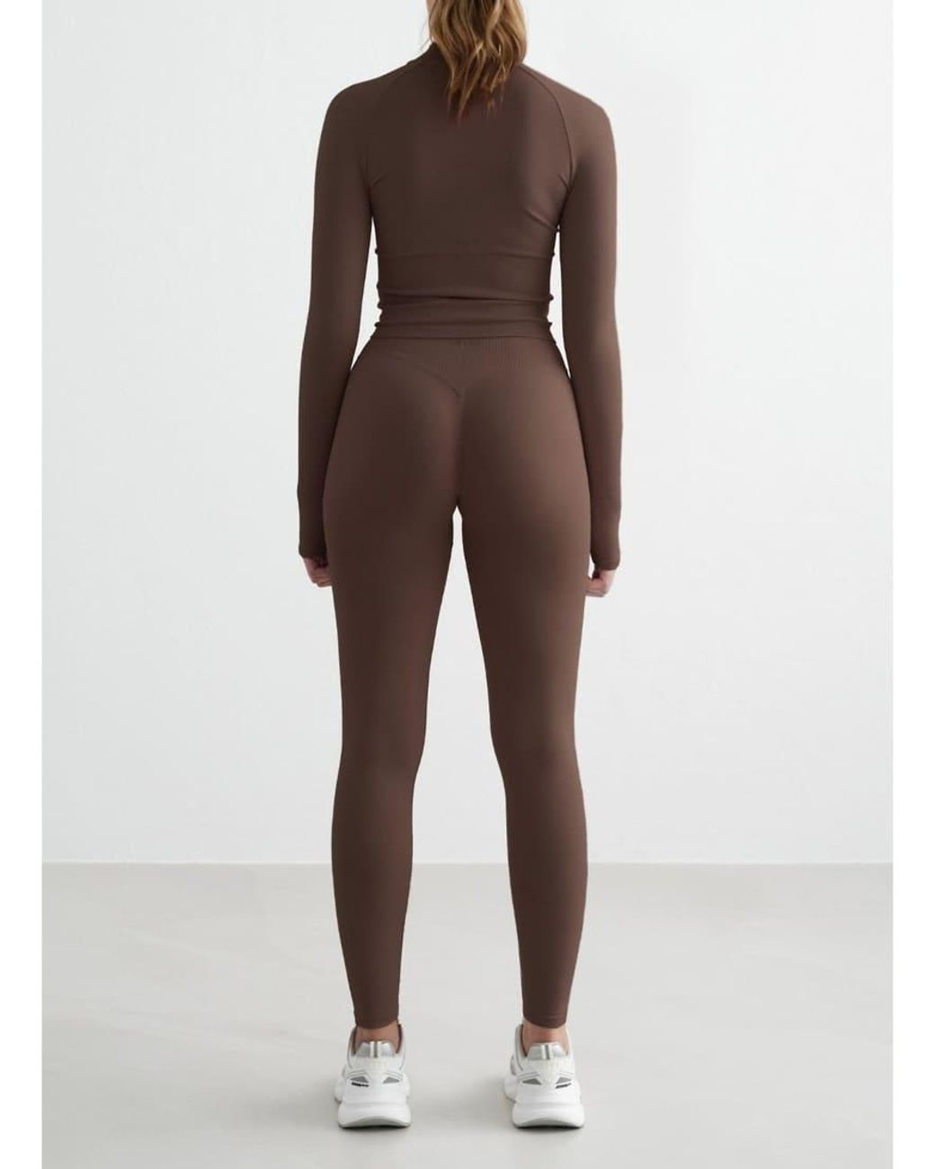 Aim'n Brown Macchiato Shape Seamless Zip Jacket