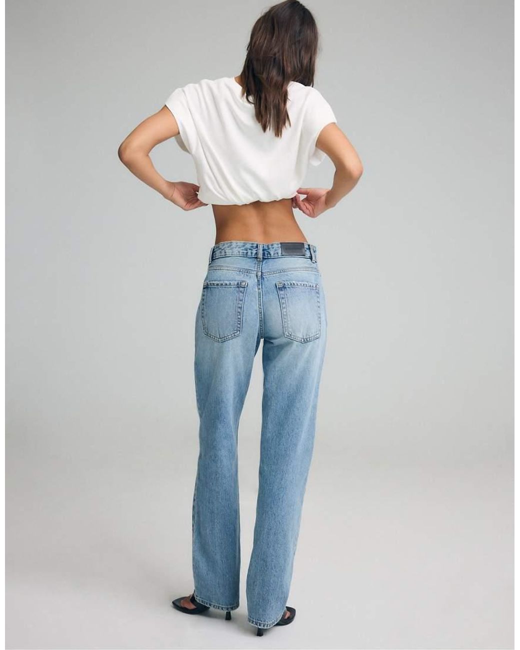 Stradivarius Blue Button-up Straight Slim Fit Jeans