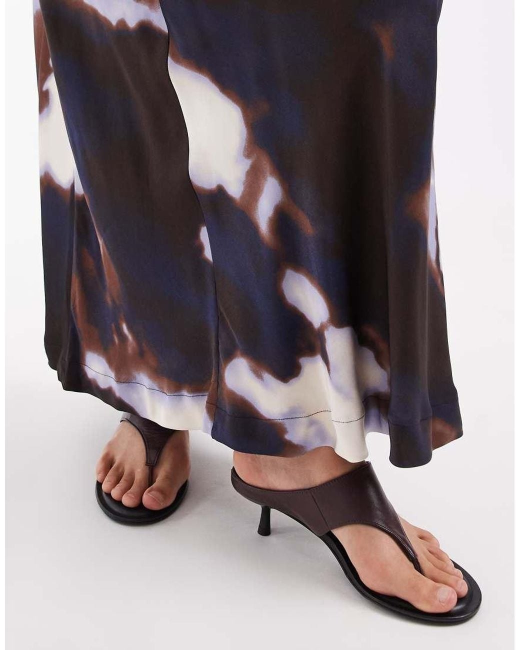 Vero Moda Brown Asymmetric Waist Satin Maxi Skirt