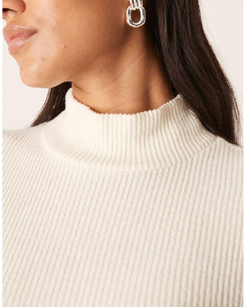 ASOS Blue Supersoft Brushed Rib Long Sleeve Roll Neck Top