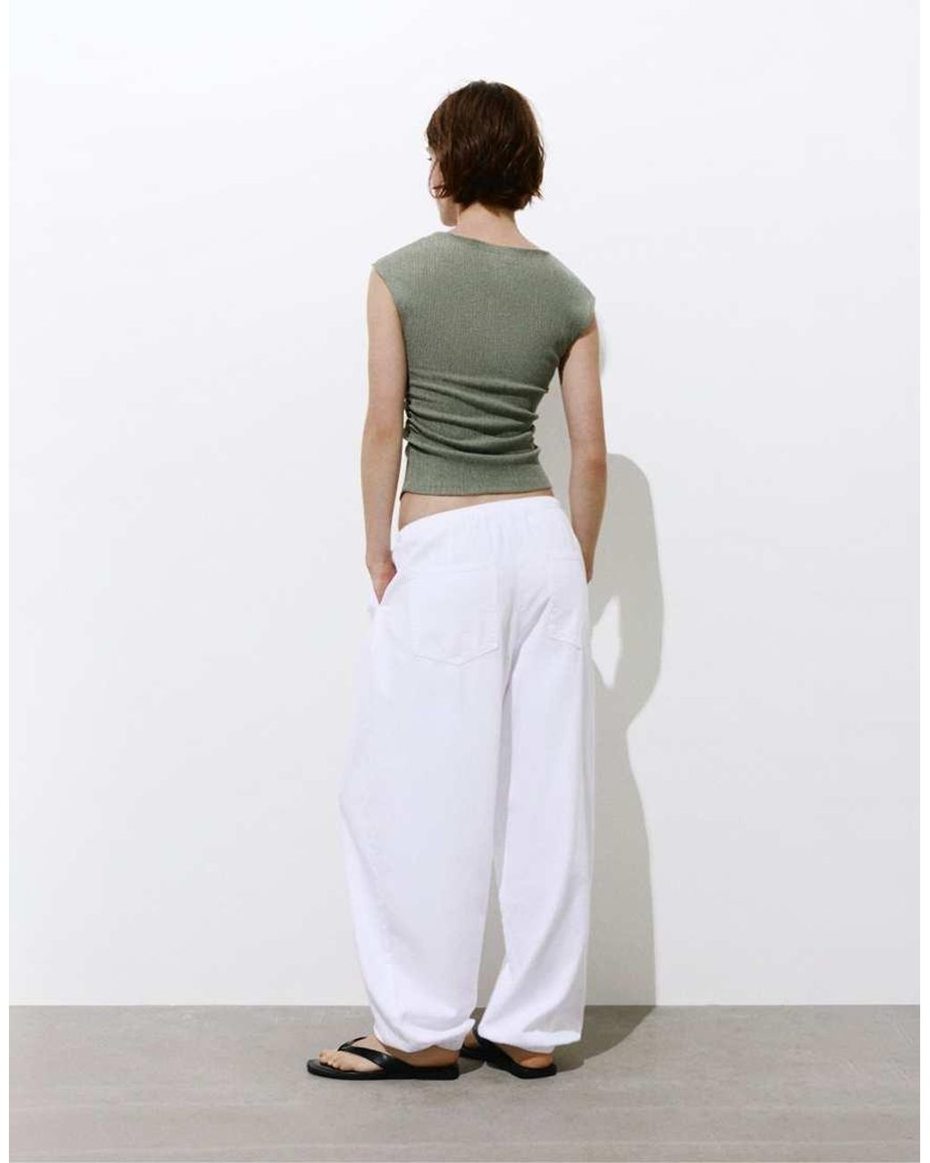 Pull&Bear Green Crepe Top
